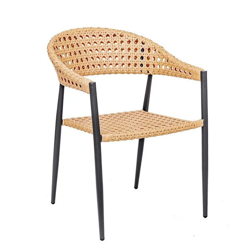 Garden Chair in Synthetic Rattan Mesh and Graphite Aluminum