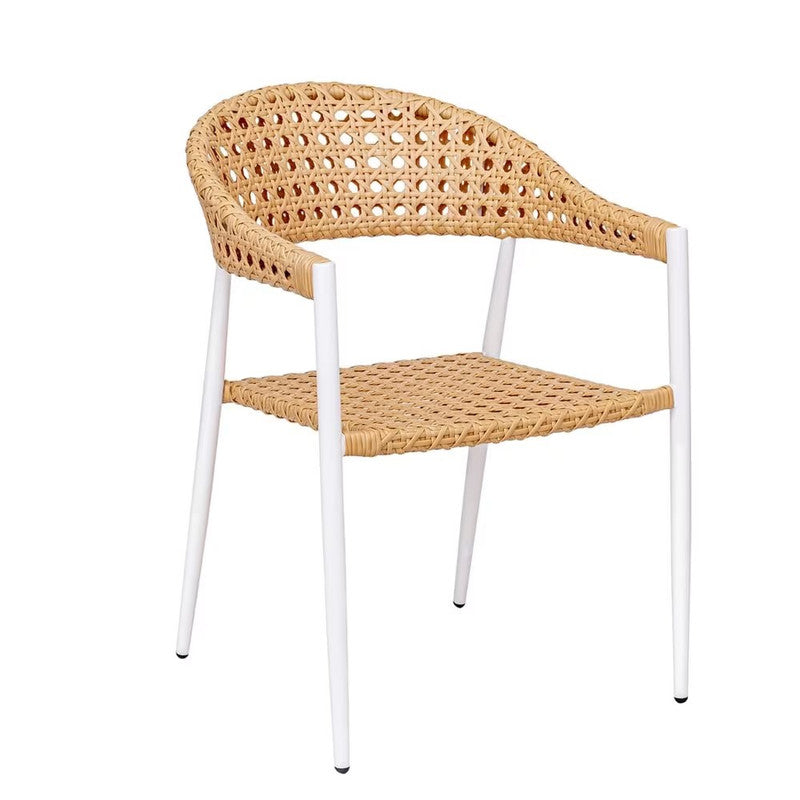Garden Chair in Synthetic Rattan Mesh and Graphite Aluminum