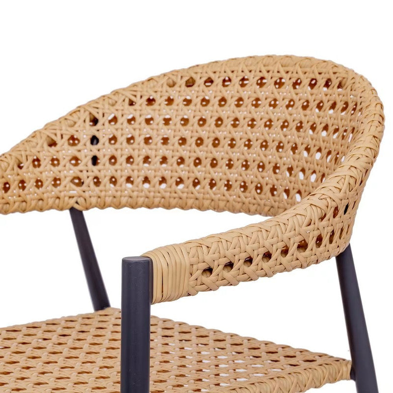 Garden Chair in Synthetic Rattan Mesh and Graphite Aluminum