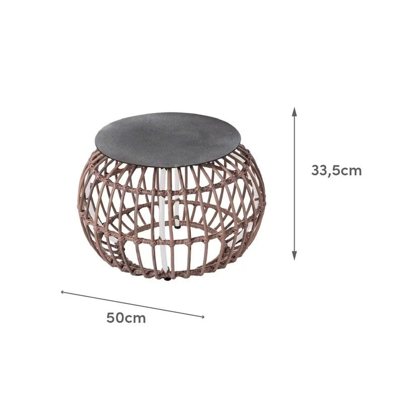 Synthetic Rattan and Glass Coffee Table