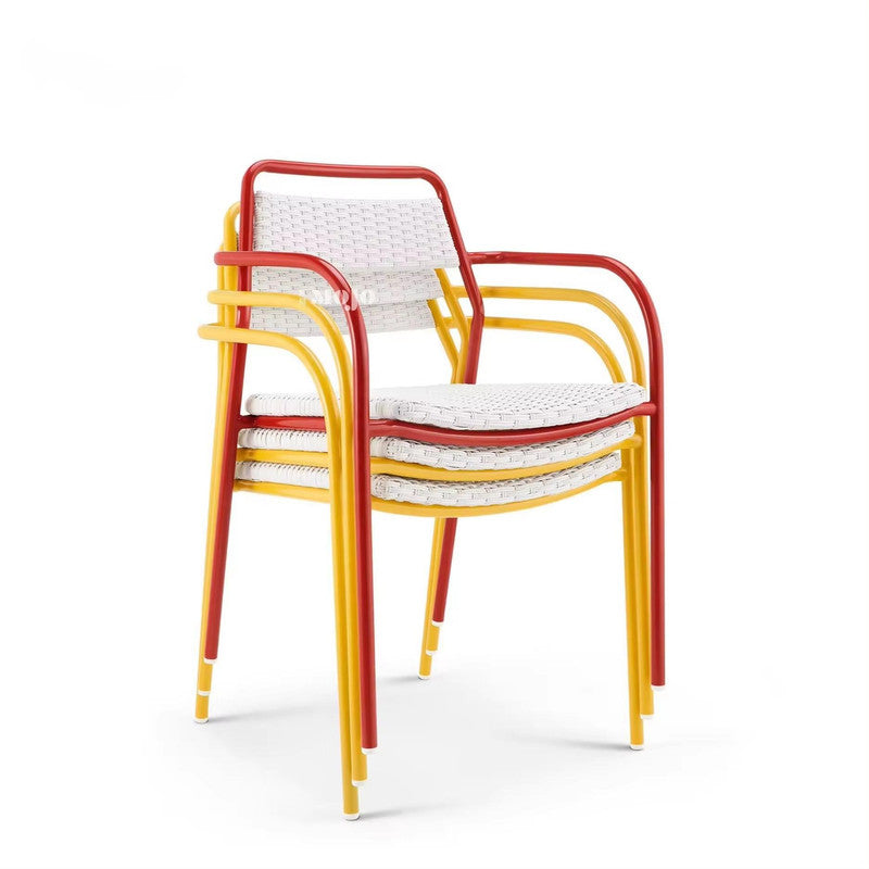 Outdoor Rattan Iron Frame Arm Chairs