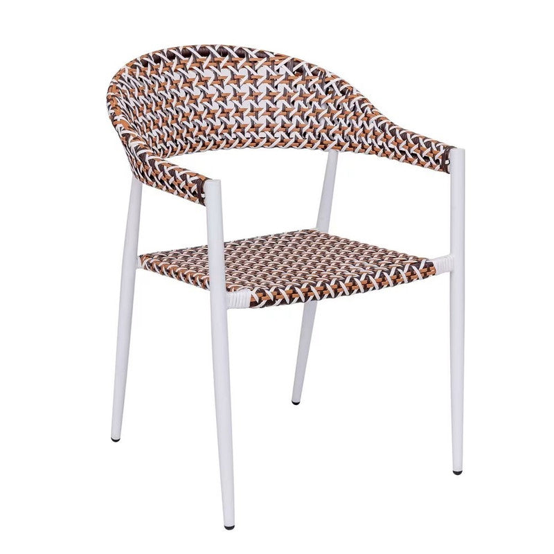Braided Garden Chair in Synthetic Rattan and Ocher Aluminum