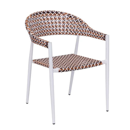 Braided Garden Chair in Synthetic Rattan and Ocher Aluminum