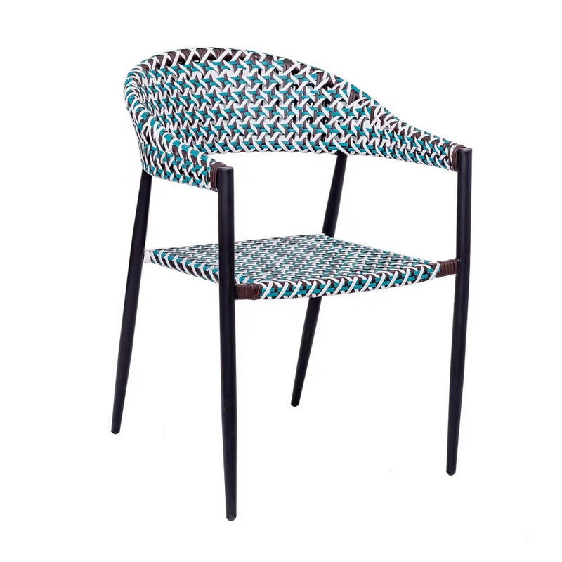 Braided Garden Chair in Synthetic Rattan and Ocher Aluminum