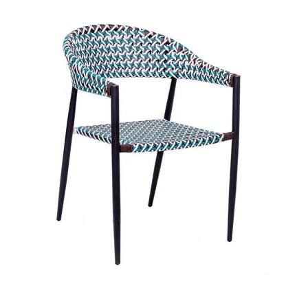 Braided Garden Chair in Synthetic Rattan and Ocher Aluminum