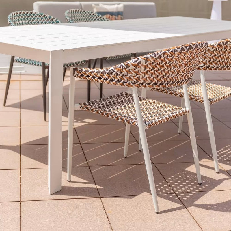 Braided Garden Chair in Synthetic Rattan and Ocher Aluminum