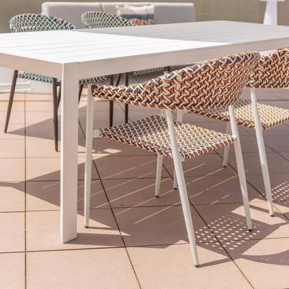 Braided Garden Chair in Synthetic Rattan and Ocher Aluminum