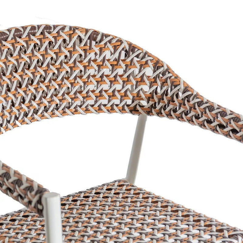 Braided Garden Chair in Synthetic Rattan and Ocher Aluminum