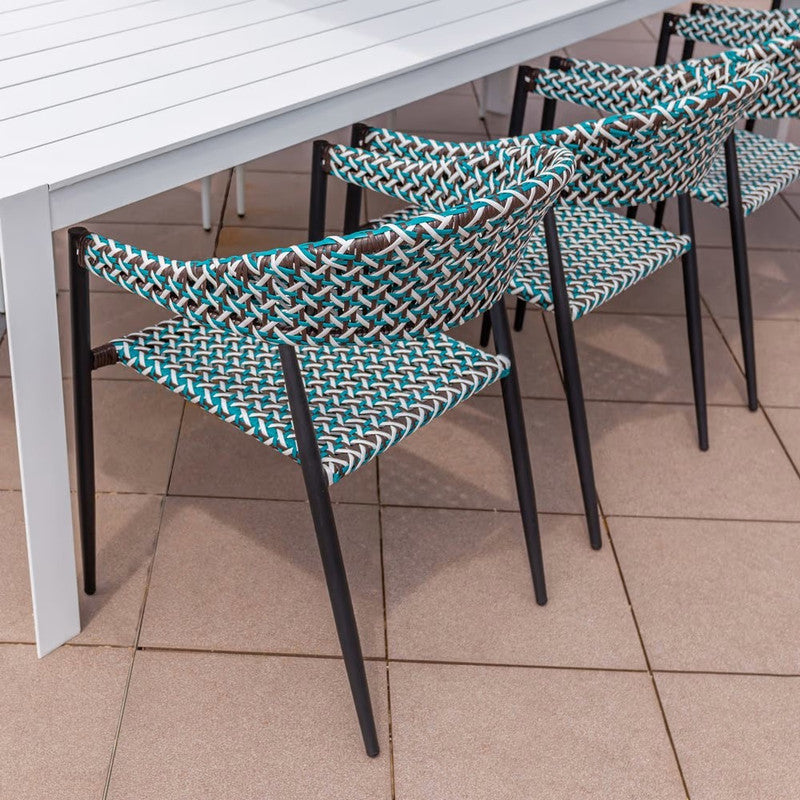 Braided Garden Chair in Synthetic Rattan and Ocher Aluminum