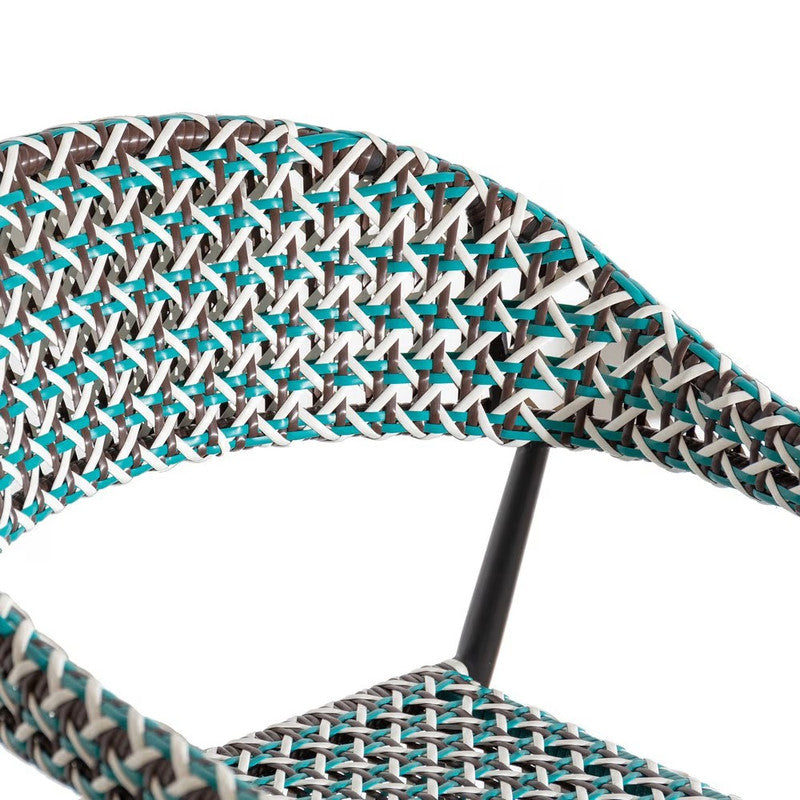 Braided Garden Chair in Synthetic Rattan and Ocher Aluminum