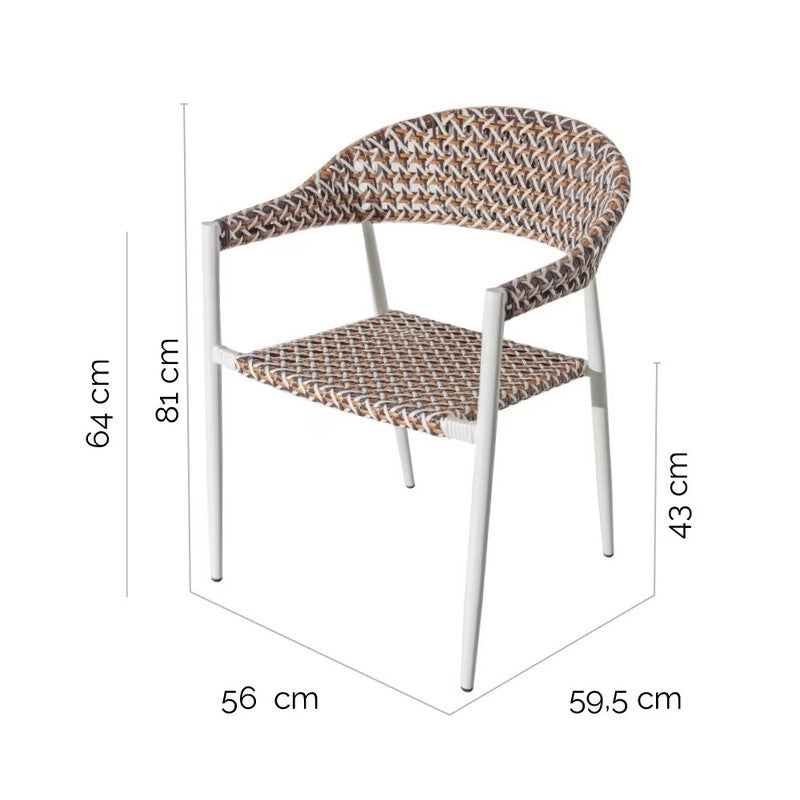 Braided Garden Chair in Synthetic Rattan and Ocher Aluminum