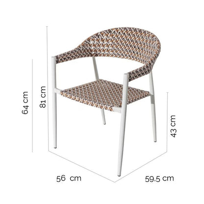 Braided Garden Chair in Synthetic Rattan and Ocher Aluminum