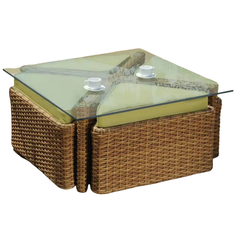 4 Seater Conversation Low Seater Rattan Dining Table Set