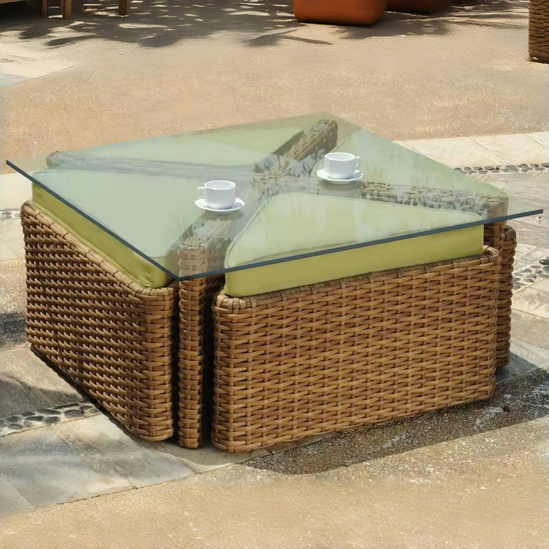 4 Seater Conversation Low Seater Rattan Dining Table Set