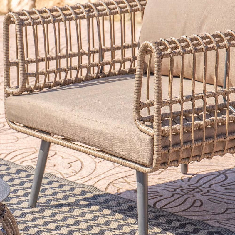 2-Seater Braided Sofa in Synthetic Rattan and Graphite Steel