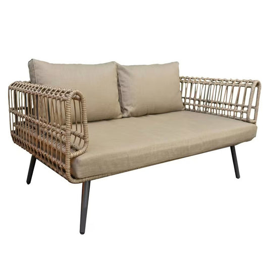 2-Seater Braided Sofa in Synthetic Rattan and Graphite Steel