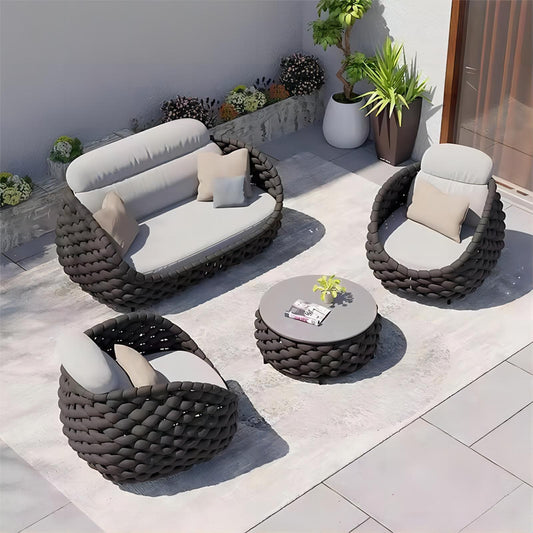 Backyard Garden Sofa Rope Woven Outdoor Furniture Garden Set