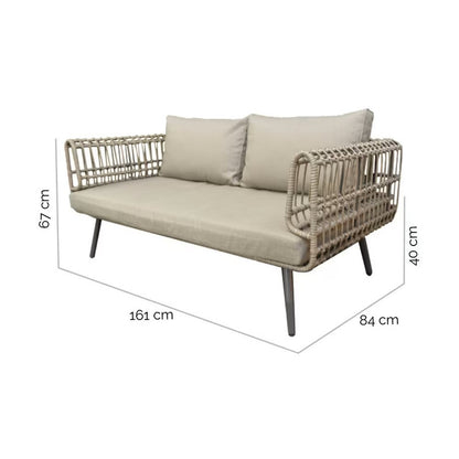 2-Seater Braided Sofa in Synthetic Rattan and Graphite Steel