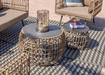 Synthetic Rattan and Glass Coffee Table