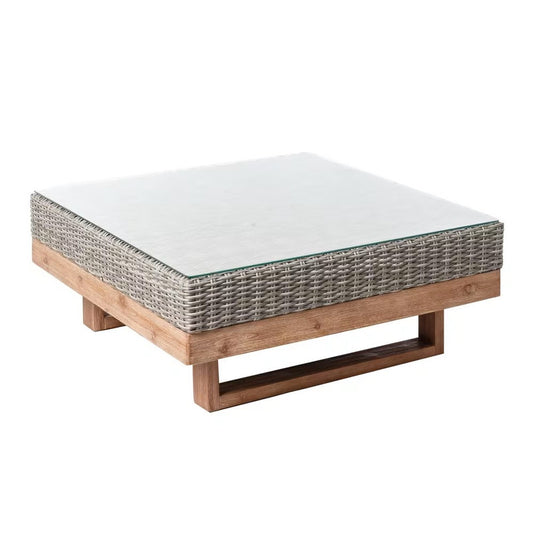Garden Coffee Table Aged Grey Synthetic Rattan