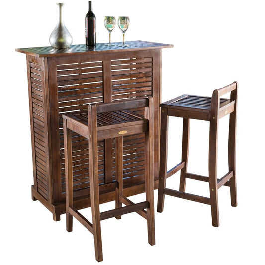 Solid Wood Bar Set with Stools