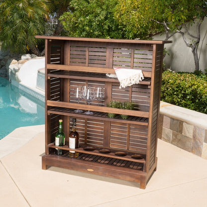 Solid Wood Bar Set with Stools